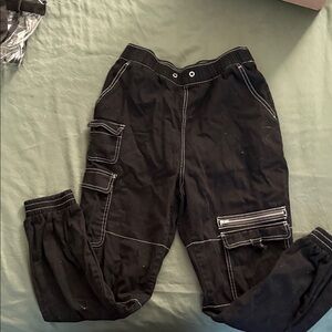 Hot Topic jogger style  Cargo Pants with White Stitching
